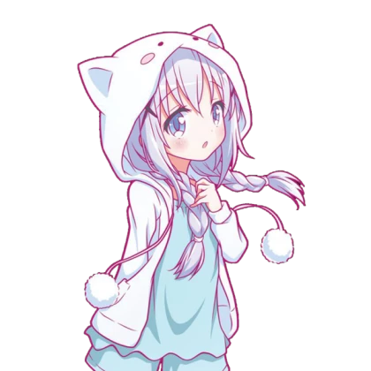 Anime - Cute White Hoodie Girl
