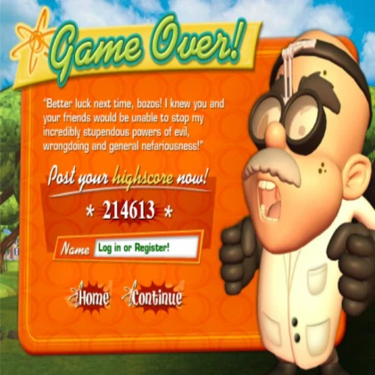 Jimmy Neutron: Retroville Rescue Game Over Screen