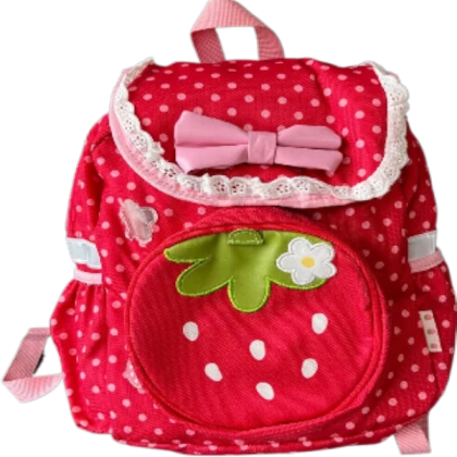 ♡ red strawberry ribbon backpack png