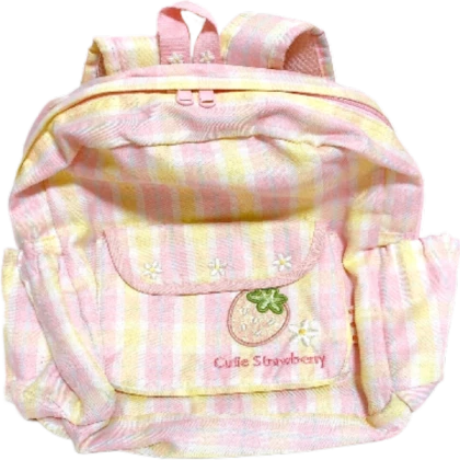 ♡ yellow pink strawberry backpack png