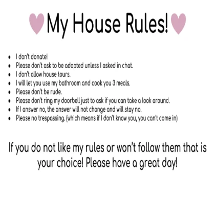 Bloxburg House Rules <3