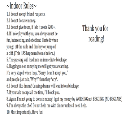 House Rules (outdoors) Bloxburg!