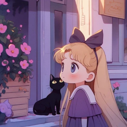 Kawaii | Anime Aesthetic Black cat