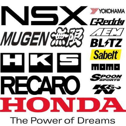 Cluster of aftermarket stickers for an NSX (Left)