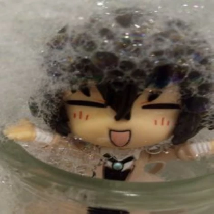 silly pic of dazai in soap
