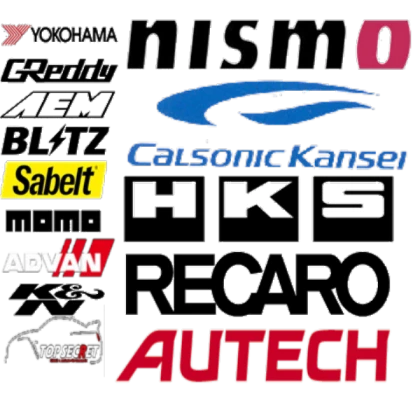 Cluster of aftermarket stickers for a Nissan Right