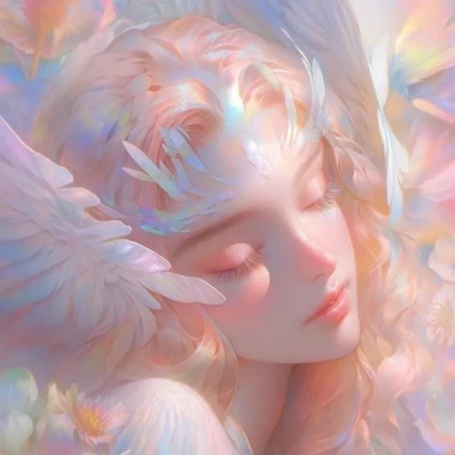 ethereal pastel soft anime girl angel