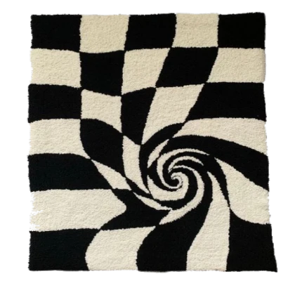 black and white retro swirl carpet