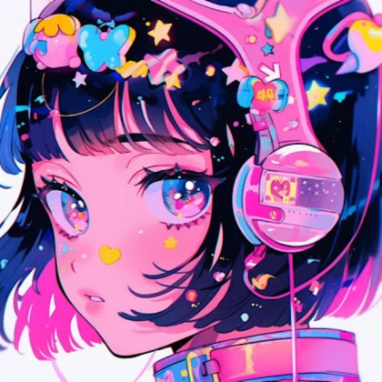 Kawaii girl | Pastel Pink Blue Headphones
