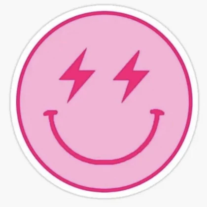 Preppy pink happy face with star eyes