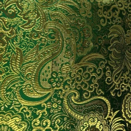 Emerald Paisley Brocade Fabric