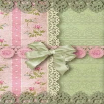 Vintage lace bows pink and green