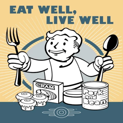 "Eat well live well" fallout poster but higher res
