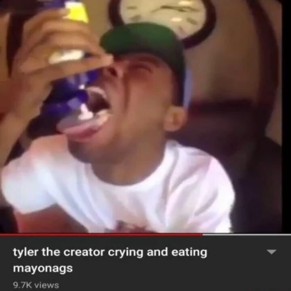 tyler the creator crying and eating mayonags