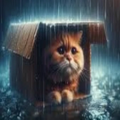 Sad homeless cat (Ai generated)