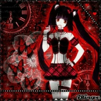 Red anime blingee icon