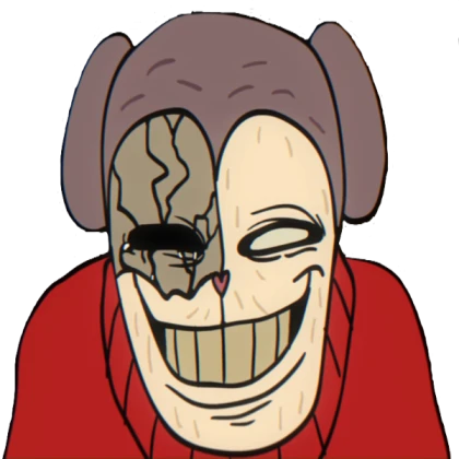 Big red sweater monkey mouth closed