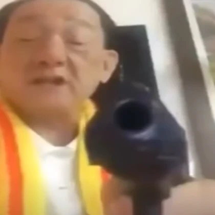 Angry Chinese Man with gun