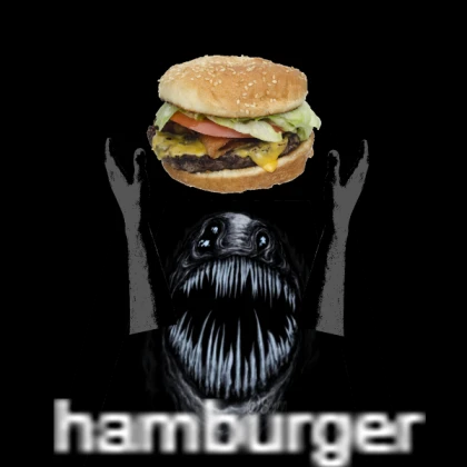 Angler from pressure holds a hamburger