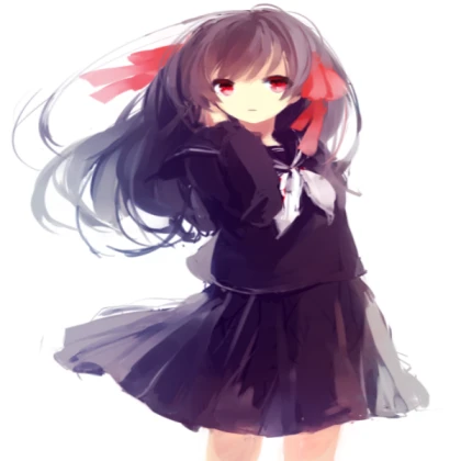Black Haired School Outfit Anime Girl