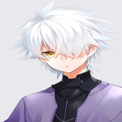 white haired anime boy