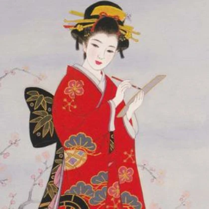 Geisha in Red Kimono