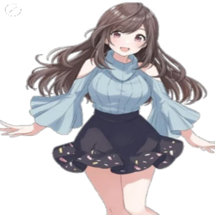 Brown haired pink (?) eyes anime girl