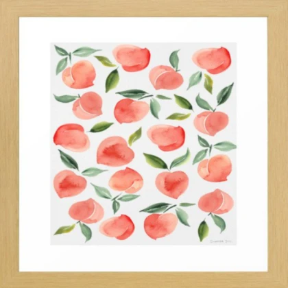 brown framed watercolor peaches