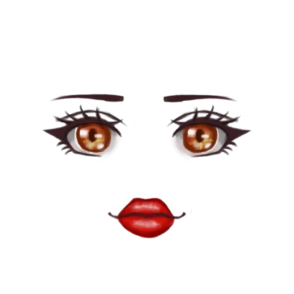 Brown eyes with red bold lip
