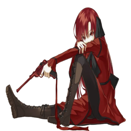transparent red anime girl with gun