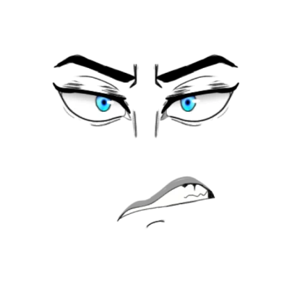 Gender-neutral Anime Face - Annoyed (Light Blue)