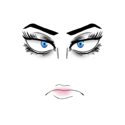 Female Anime Face - Edgy/Grumpy (Blue)