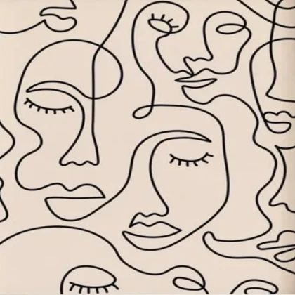 [BEIGE MINIMALIST] one line face art