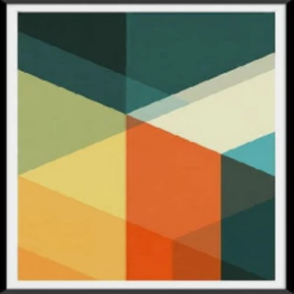 geometric orange , yellow blue and green shape