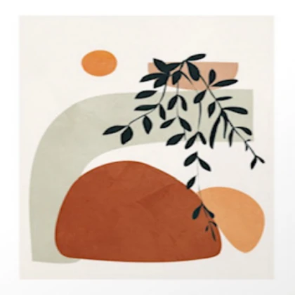 Modern Art Piece With Plant Artwork