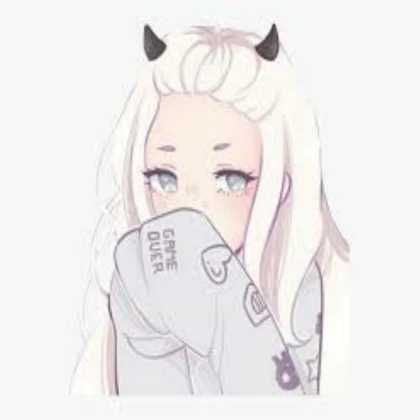 Kawaii Demon Girl (White Hair)