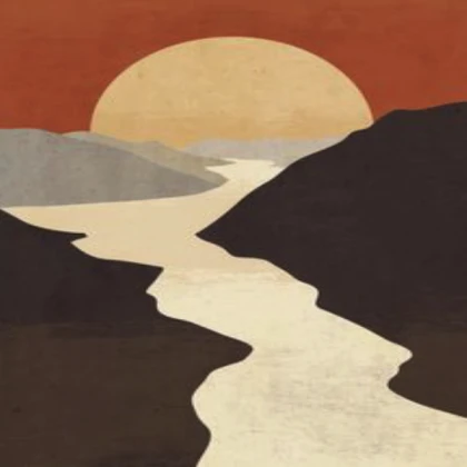 Warm Tone Color Block Landscape