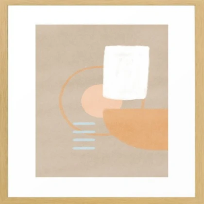 light pastel shapes in a brown frame