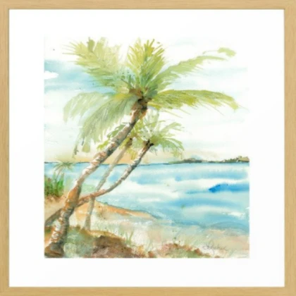 watercolor palm trees by the beach