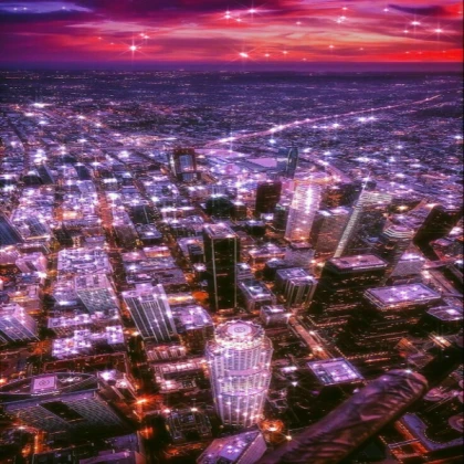 pink and purple aesthetic diamond city view