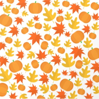 Colorful Leaves and Pumpkins