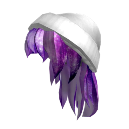 purple hair with beanie