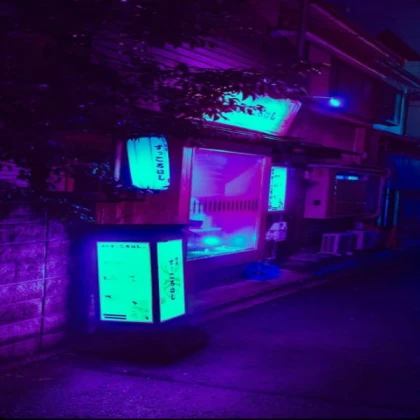 Purple Blue Green Neon Store Alley Japan Aesthetic