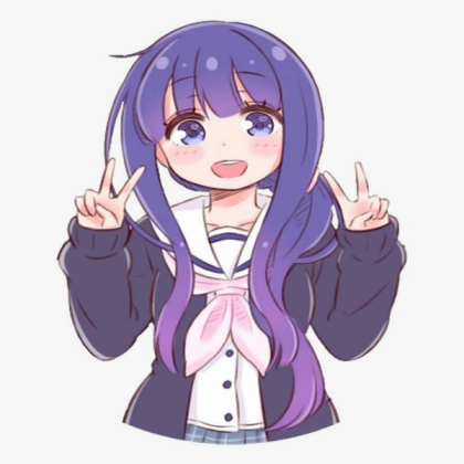 purple haired cute anime girl