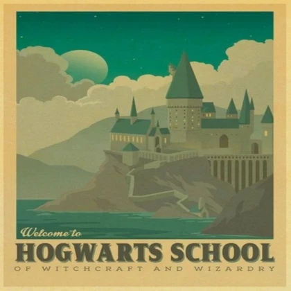 Hogwarts retro poster