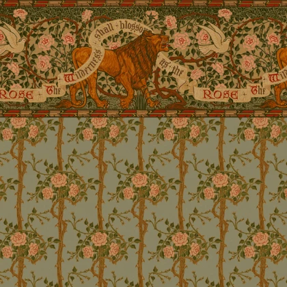 Lion and Dove Victorian Wallpaper