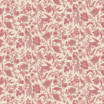 Vintage English Garden- Red- Victorian Wallpaper