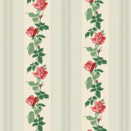 Climbing Roses with Stripes - Victorian Wallpaper