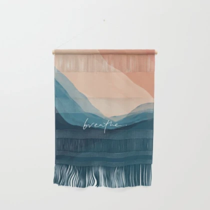 asthetic pink and blue breathe wall hanging