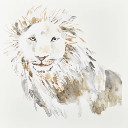 Watercolor Jungle Nursery Aesthetic Art Lion